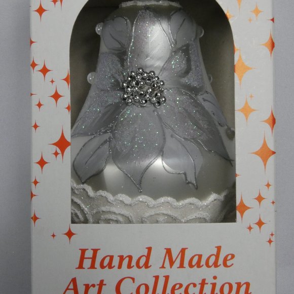 ** CHRISTMAS BELL Ornament 4-Inch Hand Made And Decorated **SILVER COLOR** - Picture 7 of 7